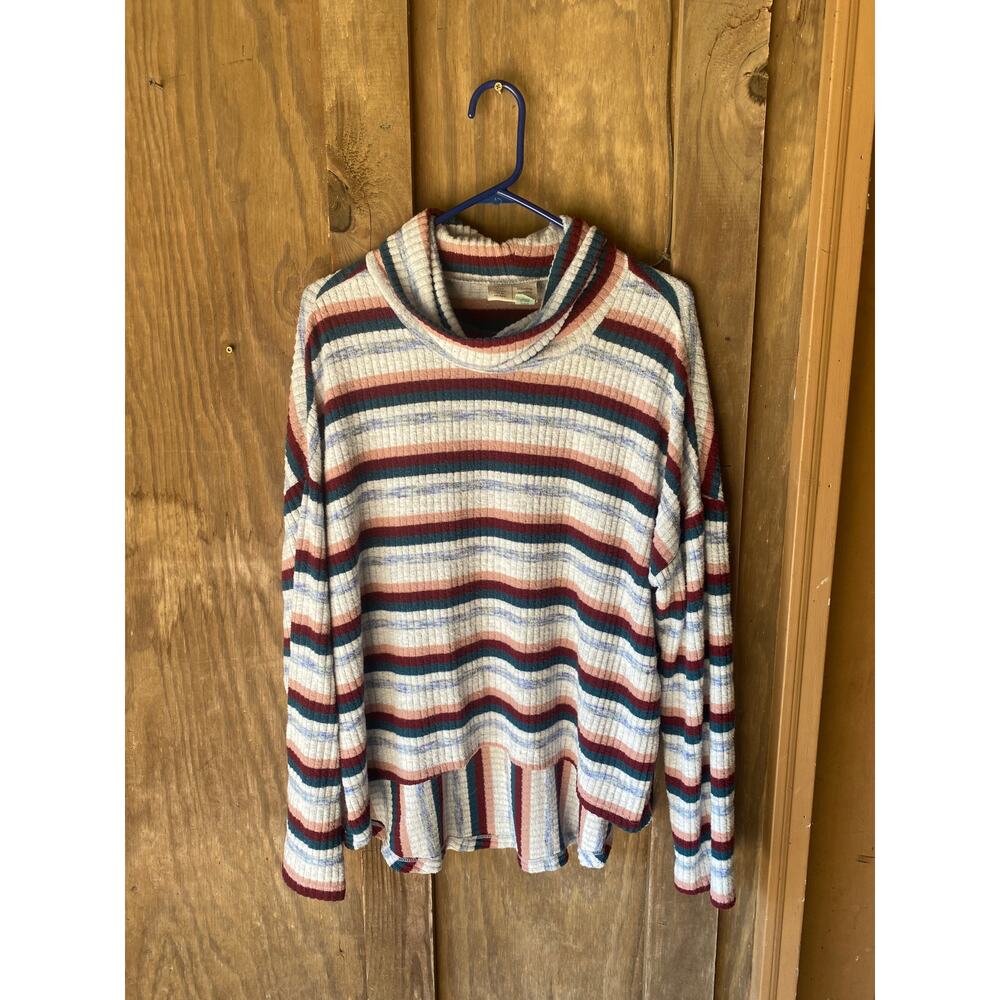 Anthropologie Striped Turtleneck Sweater Pippa Hacci Size Large